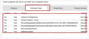 CCleaner Windows 电脑端 Startup Scheduled Tasks 标签下的任务列表