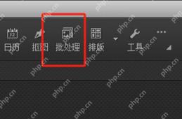 顶部工具栏中的批处理入口用于转换PNG