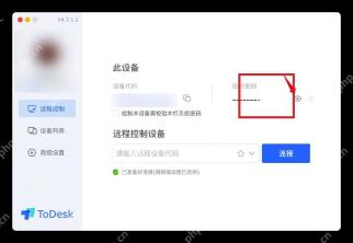 ToDesk 此设备区域高亮临时密码显示隐藏按钮方便核对密码
