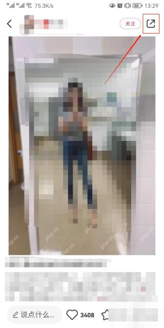 小红书笔记详情页右上角分享按钮,用于打开复制链接入口