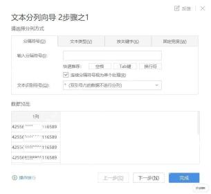 WPS表格文本分列向导中查看分列预览并设置分列边界