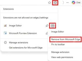 Microsoft Edge移除扩展操作菜单
