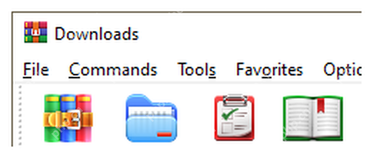 WinRAR Windows 主窗口菜单栏显示 Options 入口,对应进入设置。