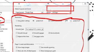 Adobe Acrobat Page Display 设置窗口,顶部 Default Layout and Zoom 中的 Zoom 下拉框被标出,对应修改 PDF 默认缩放比例