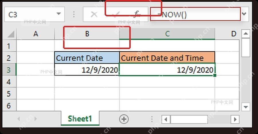 Excel NOW 函数显示当前日期和时间结果