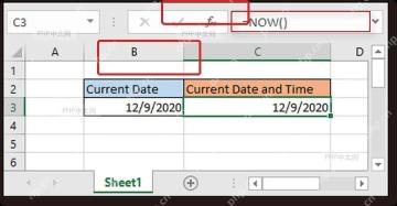 Excel NOW 函数显示当前日期和时间结果