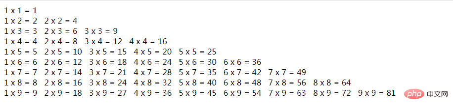 PHP 주기 학습 7: 9*9 빠른 계산표를 인쇄하는 두 가지 방법