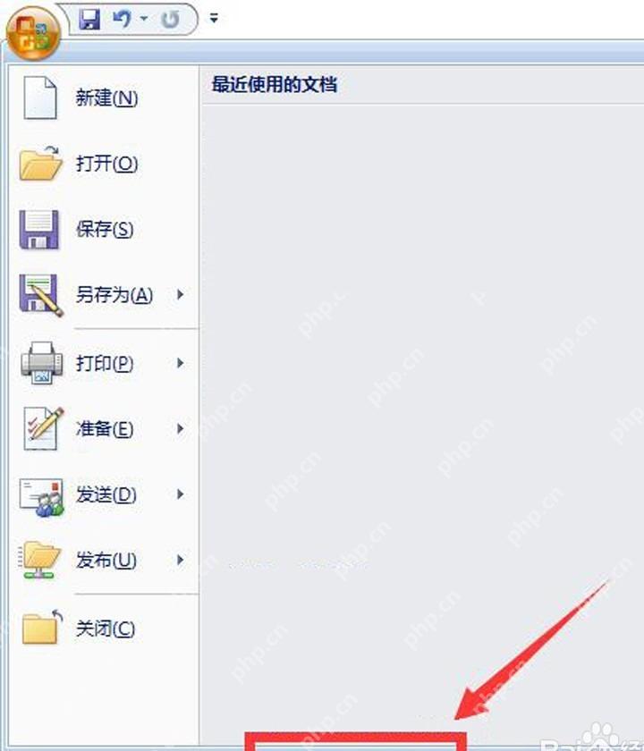 PowerPoint 文件菜单中进入选项