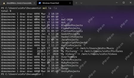 Windows PowerShell 中通过 wsl ls 调用 Linux 目录列表