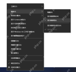 Windows 10 任务栏右键菜单,搜索子菜单中可见隐藏选项