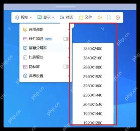 ToDesk Windows 显示菜单高亮屏幕分辨率列表
