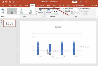 PowerPoint 动画选项卡中为图表选择进入动画