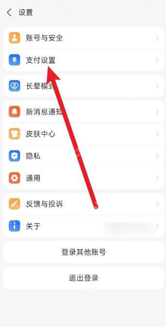 支付宝设置页面点击支付设置