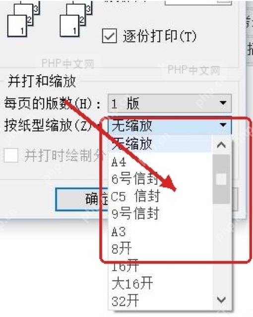 WPS文字打印窗口中每版页数和缩放选项