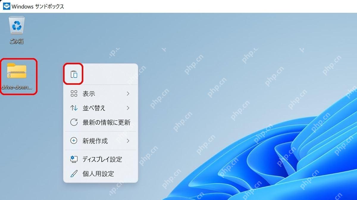 Windows 11 沙盒桌面中通过剪贴板粘贴文件后显示文件夹