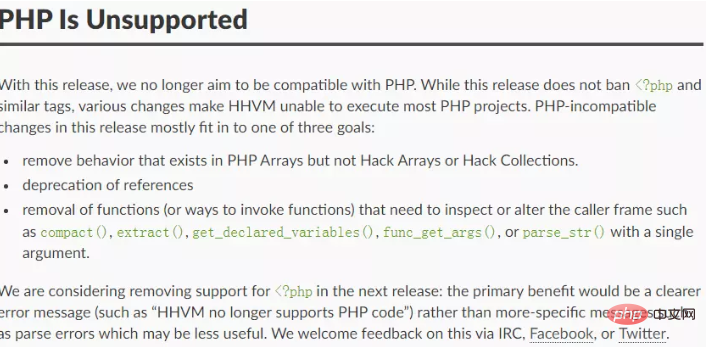 Wie unterstützt hhvm PHP?