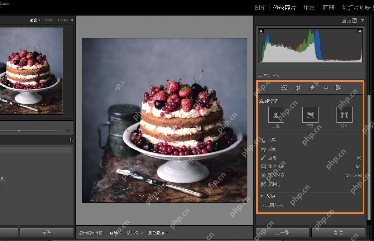 Lightroom 中文界面的蒙版面板入口