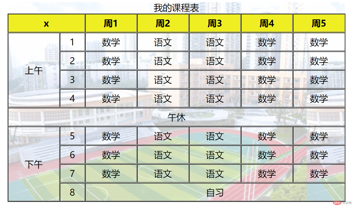 课程表用表格实现