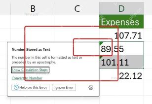 Excel 错误检查菜单把文本数字转换为数值