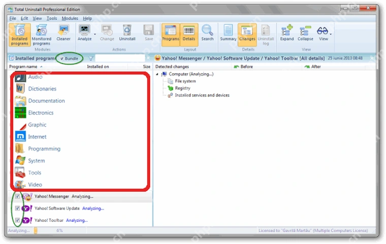 Total Uninstall Windows 批量卸载时勾选多个已安装程序。