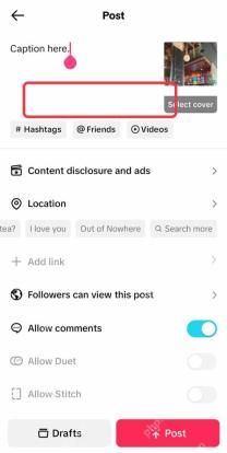 TikTok APP 视频发布编辑界面