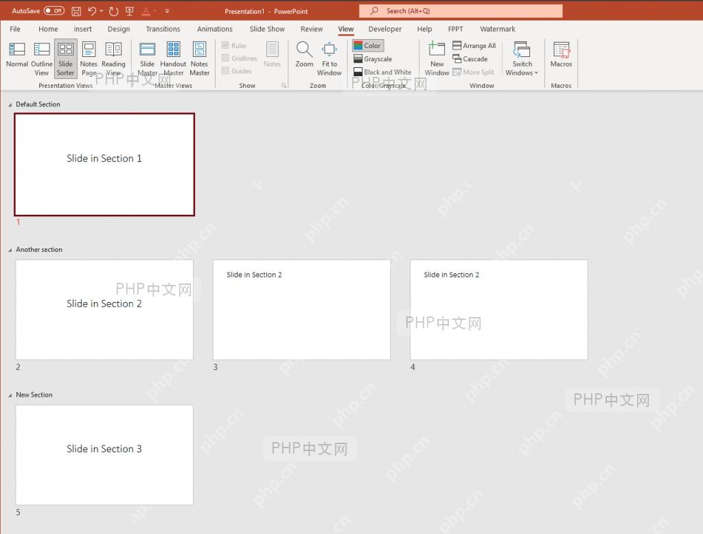 PowerPoint 章节分组界面