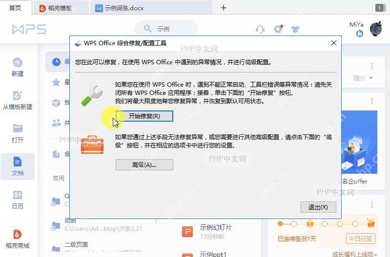 WPS如何修复WPS?结果检查