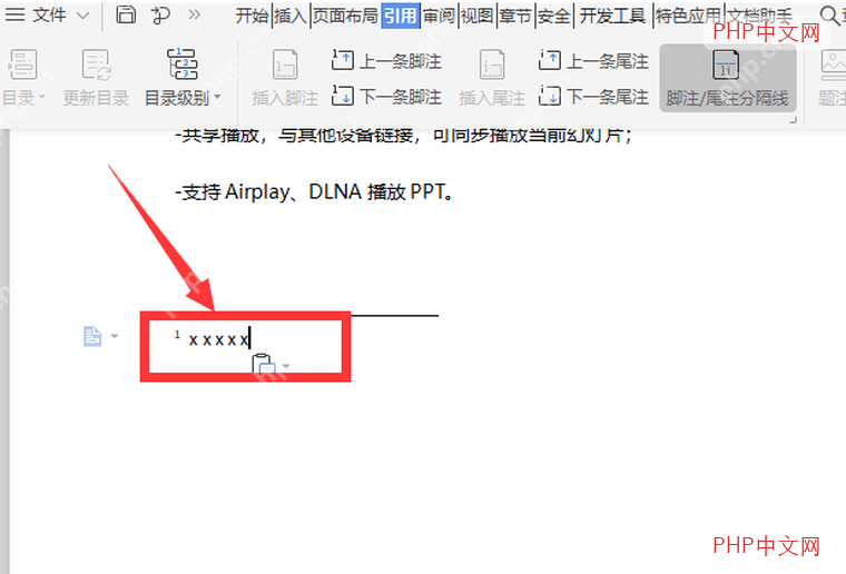 WPS 文字文档结尾处出现尾注编号和尾注输入位置