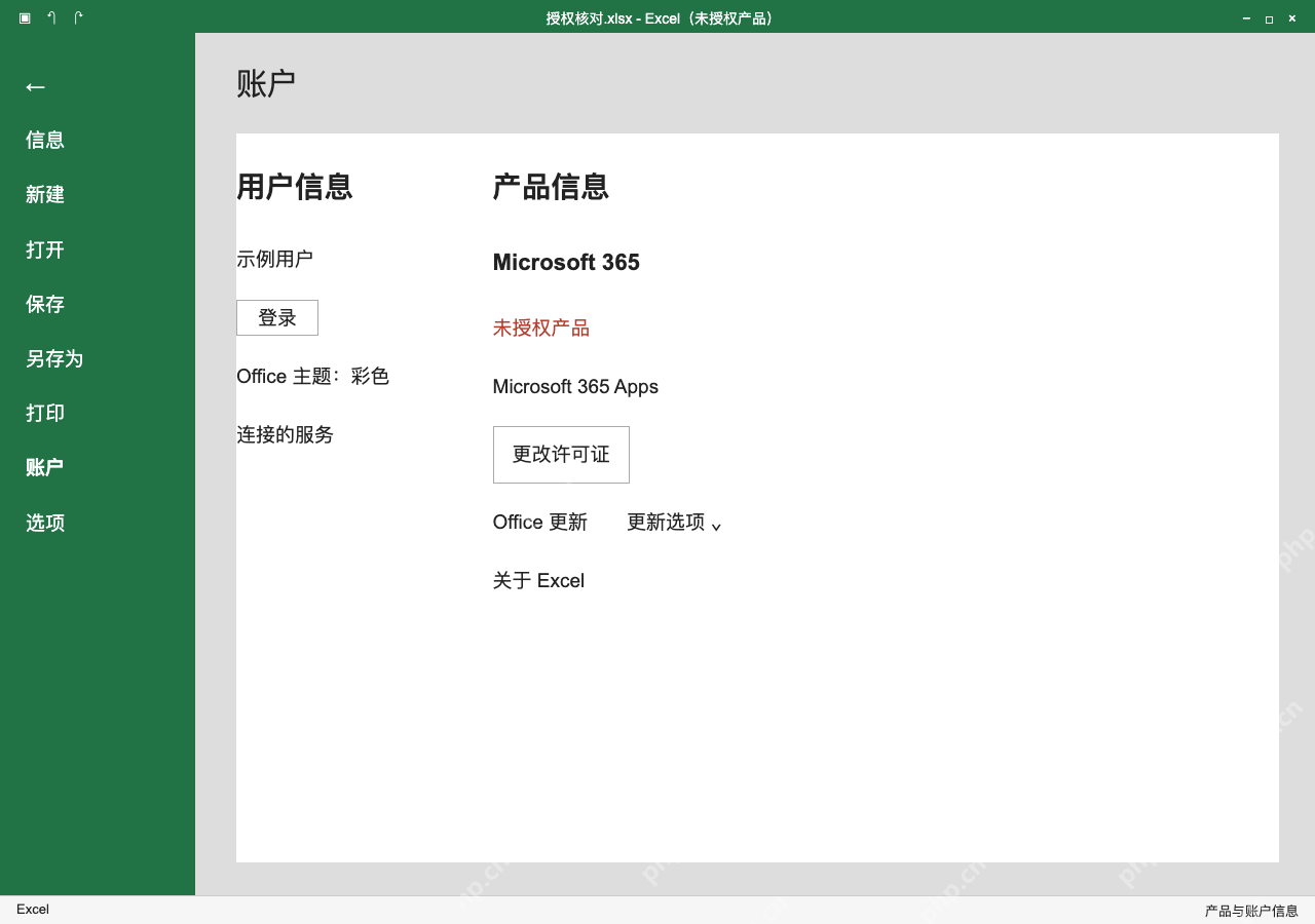 模拟 Microsoft Excel Windows桌面版 完整窗口:先看产品信息,记录提示而不是反复保存