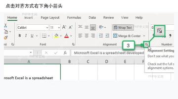 点击 Excel 对齐方式右下角的小箭头