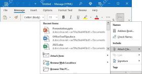 Outlook 新邮件附加文件菜单和 Web 位置入口