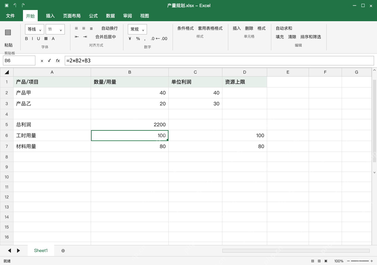 模拟 Microsoft Excel Windows桌面版 完整窗口：逐项验算资源和利润，保存模型副本