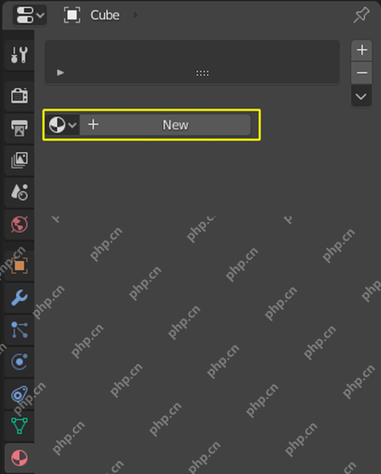 Blender 材质属性面板中 New 按钮用于给当前选中物体建立材质