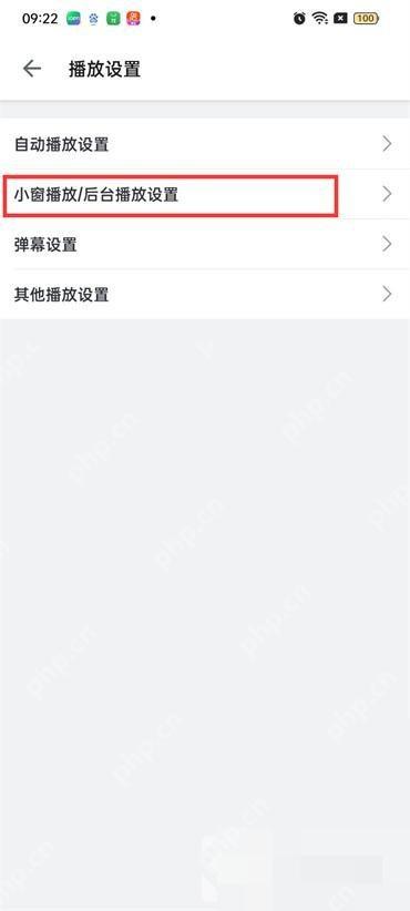 哔哩哔哩播放设置页面里的小窗播放和后台播放设置入口