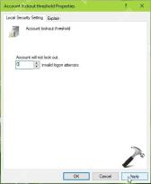 Win10 Account lockout threshold 属性中设置 invalid logon attempts