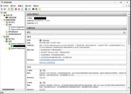 Win11 系统诊断报告中的详细项目列表