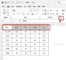Excel表头区域被选中并标出设置单元格格式入口