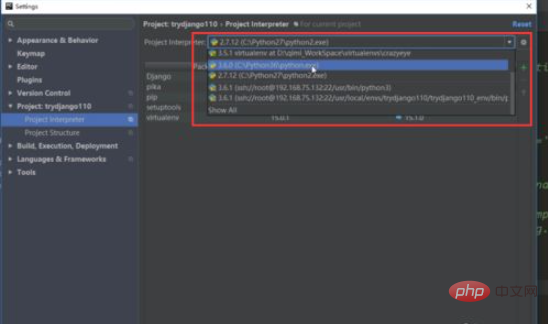 How Pycharm configures the python interpreter for the project