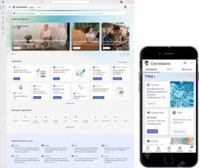 Microsoft Viva Connections桌面端和移动端入口界面