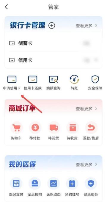 进入银行卡详情或卡片管理入口