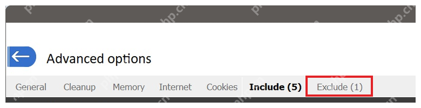 PrivaZer 自定义路径窗口顶部 Exclude 标签被框出。