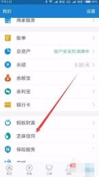 支付宝中文界面：进入芝麻信用，对应步骤：在“我的”页里点“芝麻信用”。这里只能证明你已经进入芝麻信用页，还没到授权列表。