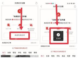 拼多多先用后付设置页面展示关闭先用后付按钮及关闭成功提示，证明取消先用后付的操作结果