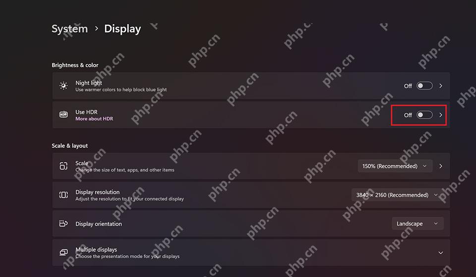 win11怎么关闭HDR_win11HDR显示关闭步骤 - php中文网
