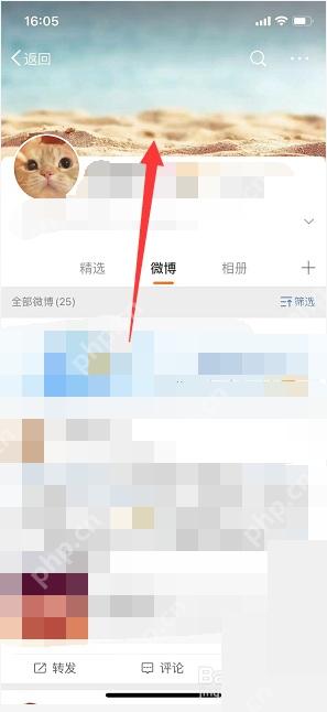 微博个人主页顶部的背景图区域