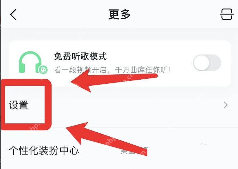QQ音乐更多页设置入口