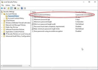 Win10 Password Policy 中 Enforce password history 被红圈标出