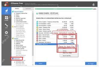 CCleaner Windows 电脑端结果列表右键菜单里的 View detailed results 和 Save to text file
