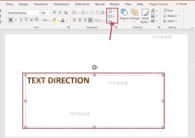 PowerPoint 开始选项卡段落区域的文字方向入口