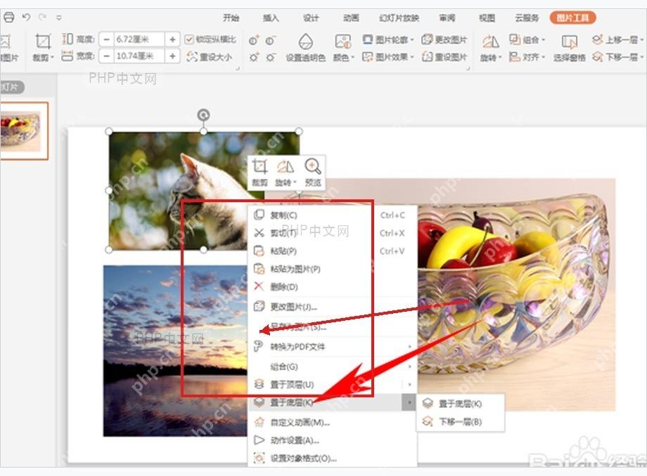 PPT 右键菜单中调整 PNG 图片置于顶层或底层